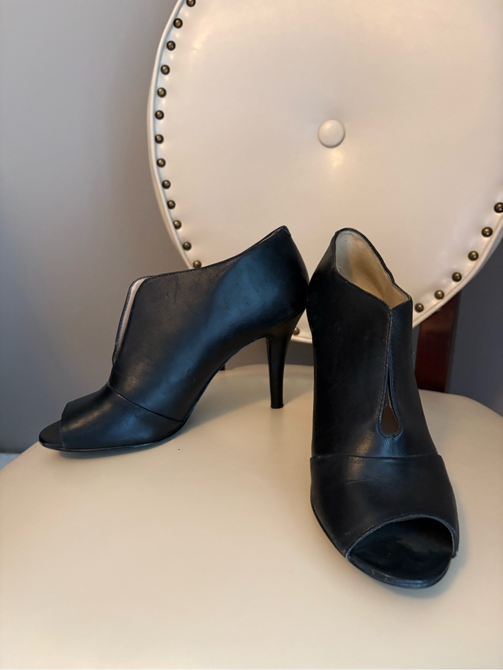 Nine West Black open-toe Heeled Booties - Women's Black Ankle Heels